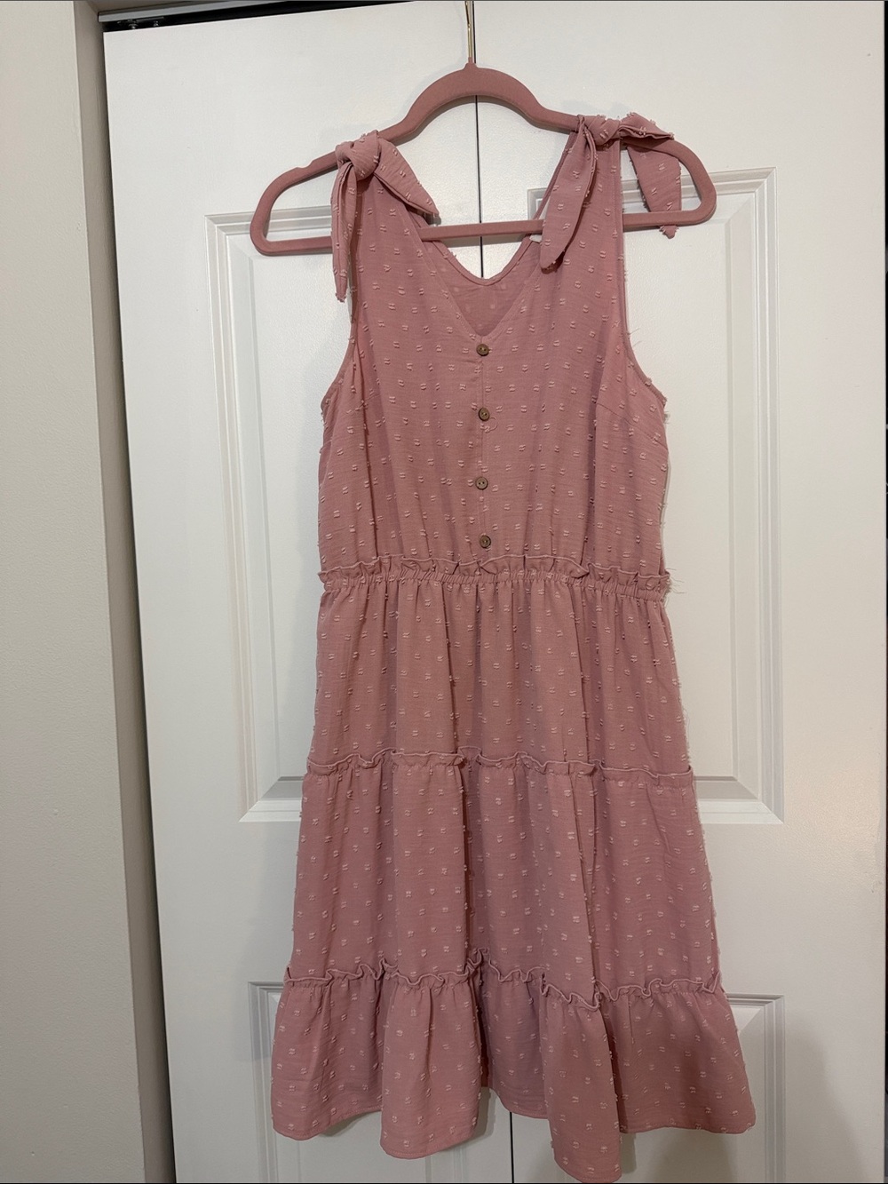 Lucky Brand mauve Swiss dot dress